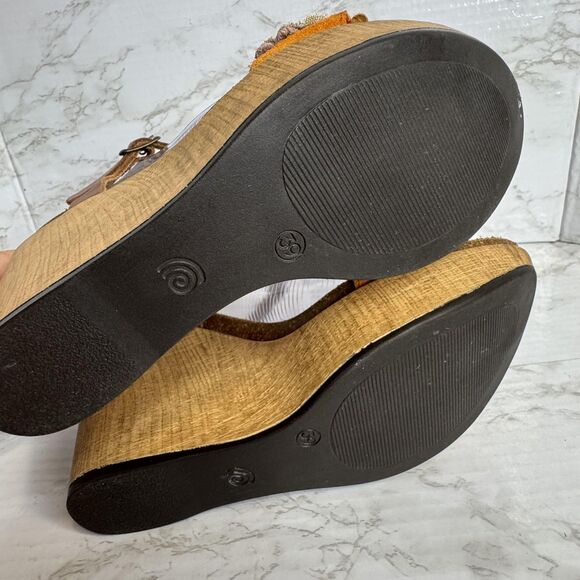 BioStep Floral Embellished detail cork Wedge heels leather size 8 boho chic girl - Picture 10 of 12